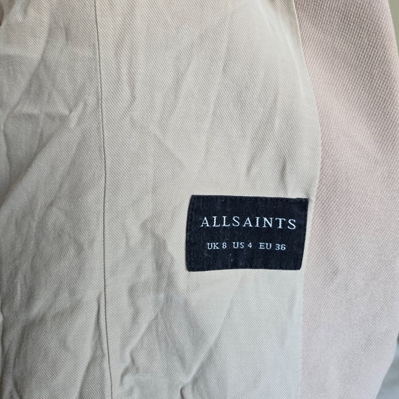 All Saints Sz 4 Womens Mauve Soft Chalk Pink Lined Alesia Lightweight‎ Blazer - Picture 4 of 6